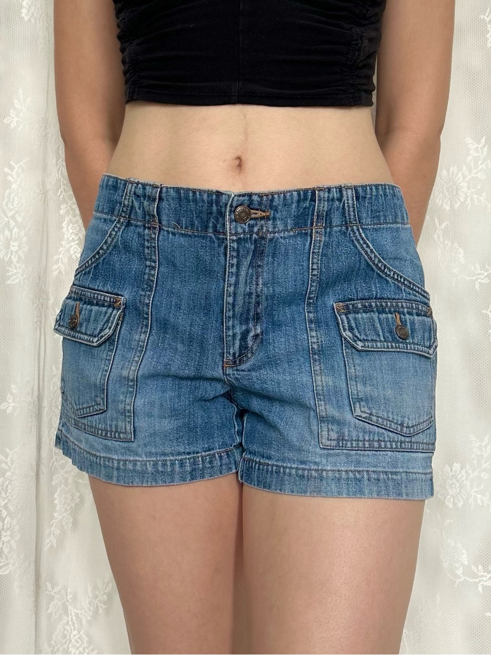 Y2K 2000s Rid Rise Denim Shorts - Picture 3 of 6